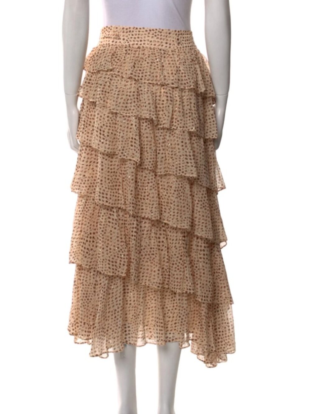NWOT ULLA JOHNSON Malia Silk Midi Skirt in Leopard Ikat Dot XS $695 - Picture 7 of 7